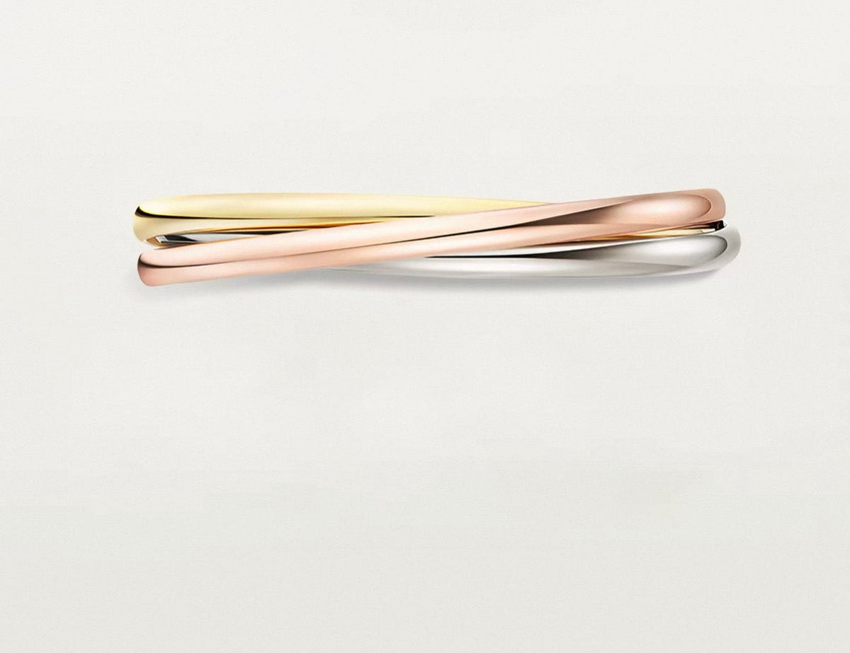 [Vera  Jewelry-r13]TRINITY COLLECTION CLASSIC THREE-COLOUR GOLD TRIPLE BAND BANGLE