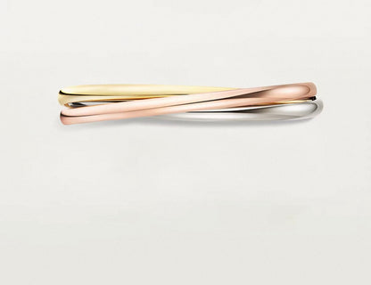 [Vera  Jewelry-r13]TRINITY COLLECTION CLASSIC THREE-COLOUR GOLD TRIPLE BAND BANGLE