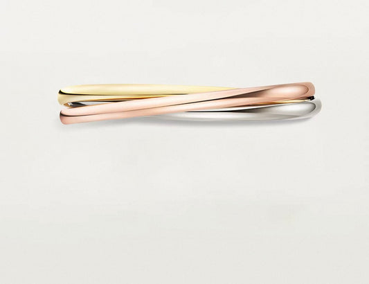 [Vera  Jewelry-r13]TRINITY COLLECTION CLASSIC THREE-COLOUR GOLD TRIPLE BAND BANGLE