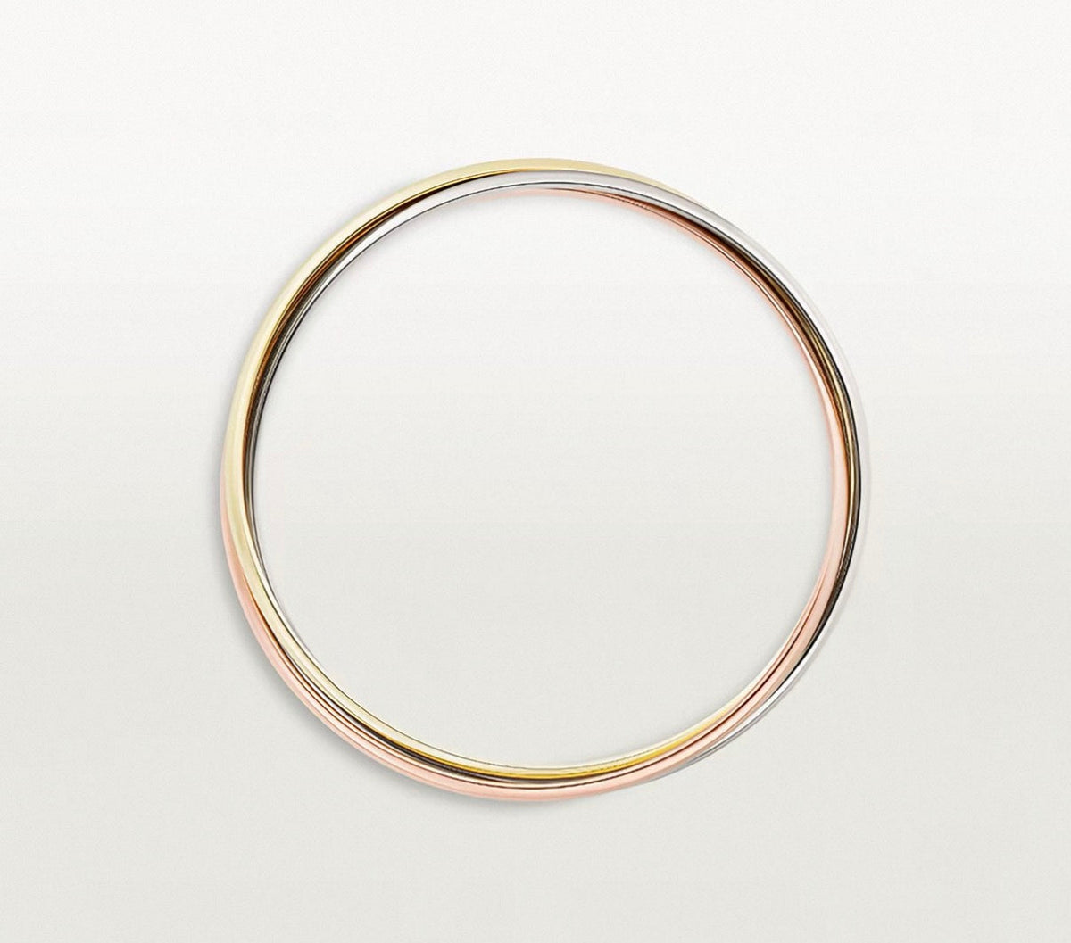 [Vera  Jewelry-r13]TRINITY COLLECTION CLASSIC THREE-COLOUR GOLD TRIPLE BAND BANGLE