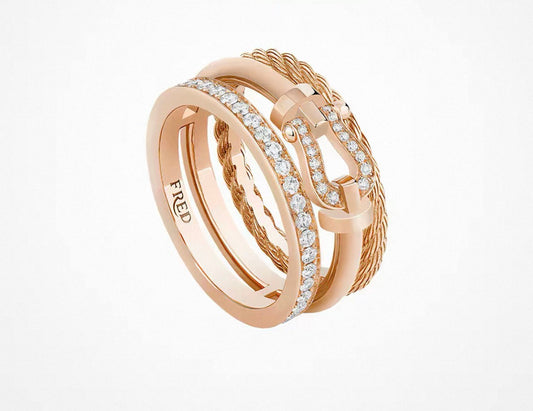 [Vera  Jewelry]FORCE 10 RISE SERIES LARGE-SIZED 18K GOLD HALF-SET DIAMOND RING