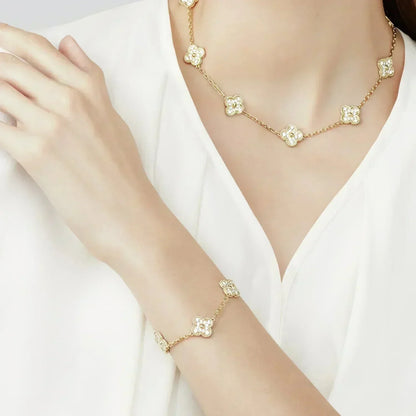 [Vera  Jewelry]LUCKY CLOVER 5-MOTIF BRACELET - FULL-DIAMOND