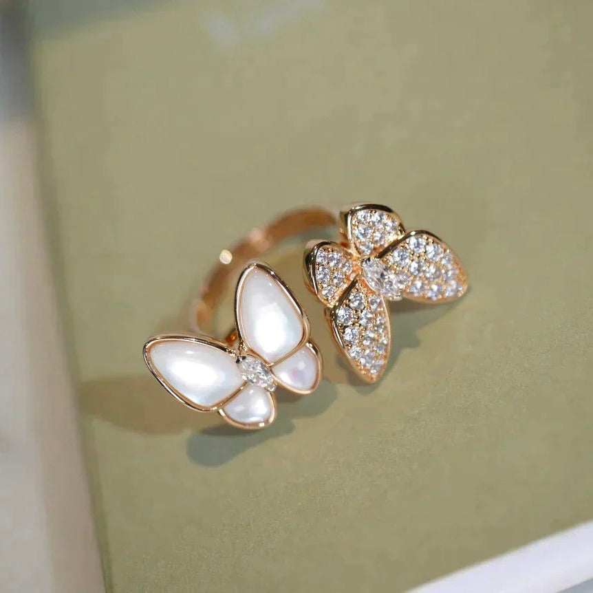 [Vera  Jewelry]TWIN BUTTERFLY DIAMOND MOP RING