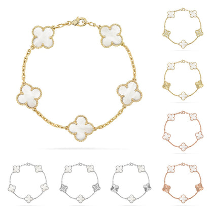 [Vera Jewelry] クローバー ホワイトパール マザーオブパール 5モチーフ ブレスレット コレクション
