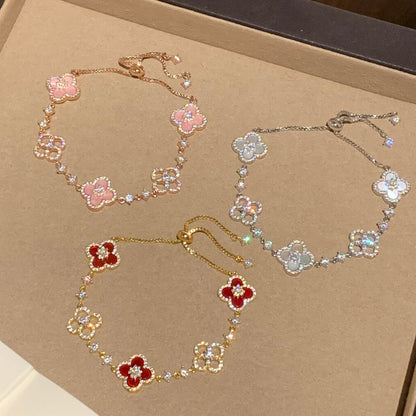 [Vera Jewelry]CLOVER 5 MOTIF PINK BLUE RED WHITE BRACELET