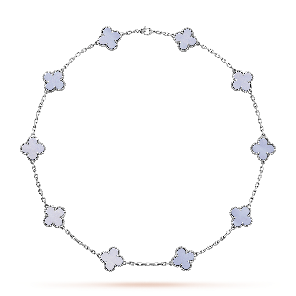 [Vera  Jewelry]CLOVER 10 MOTIFS BLUE CHALCEDONY NECKLACE