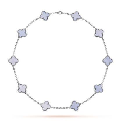 [Vera  Jewelry]CLOVER 10 MOTIFS BLUE CHALCEDONY NECKLACE