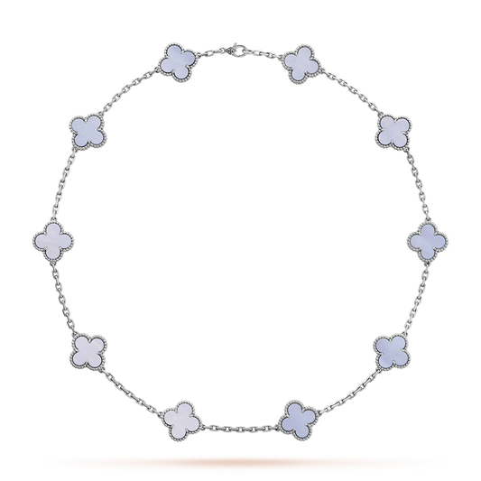[Vera  Jewelry]CLOVER 10 MOTIFS BLUE CHALCEDONY NECKLACE