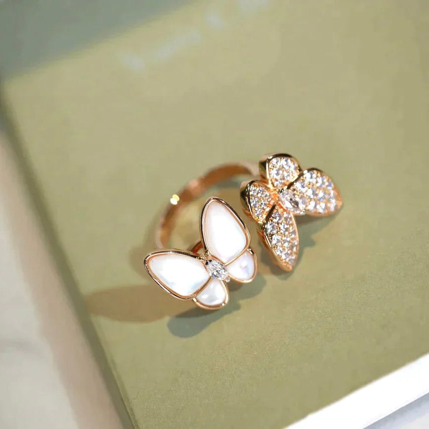 [Vera  Jewelry]TWIN BUTTERFLY DIAMOND MOP RING
