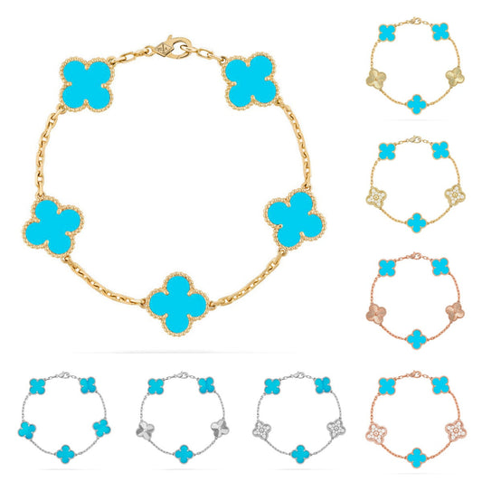 [Vera Jewelry] クローバー 5モチーフ ターコイズ ブレスレット コレクション