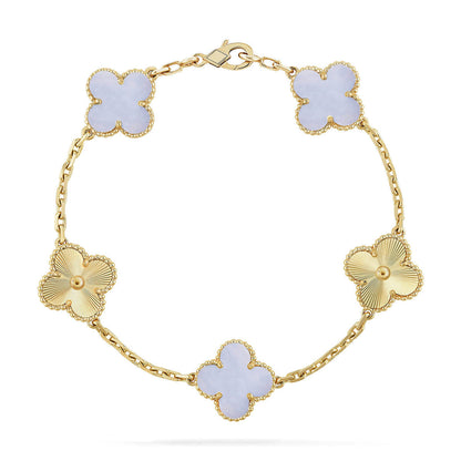 [Vera  Jewelry]LUCKY CLOVER 5-MOTIF BRACELET - PURPLE CHALCEDONY COLLECTION