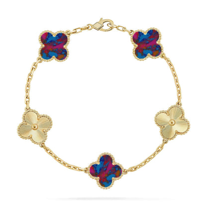[Vera Jewelry]CLOVER 5 MOTIF COLOR GEMSTONES BRACELET COLLECTION