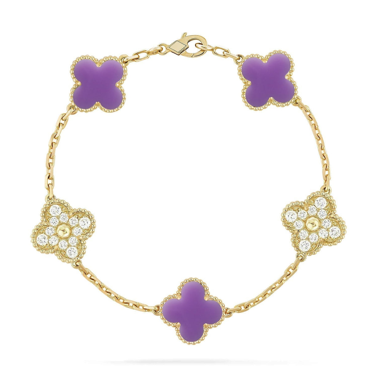 [Vera  Jewelry]LUCKY CLOVER 5-MOTIF BRACELET - LAVENDER COLLECTION