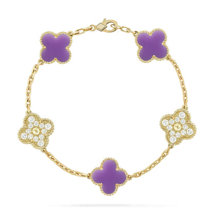 [Vera  Jewelry]LUCKY CLOVER 5-MOTIF BRACELET - LAVENDER COLLECTION