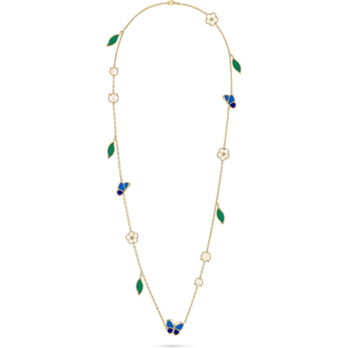 [Vera Jewelry]ラッキースプリング バタフライ 15フラワー ネックレス