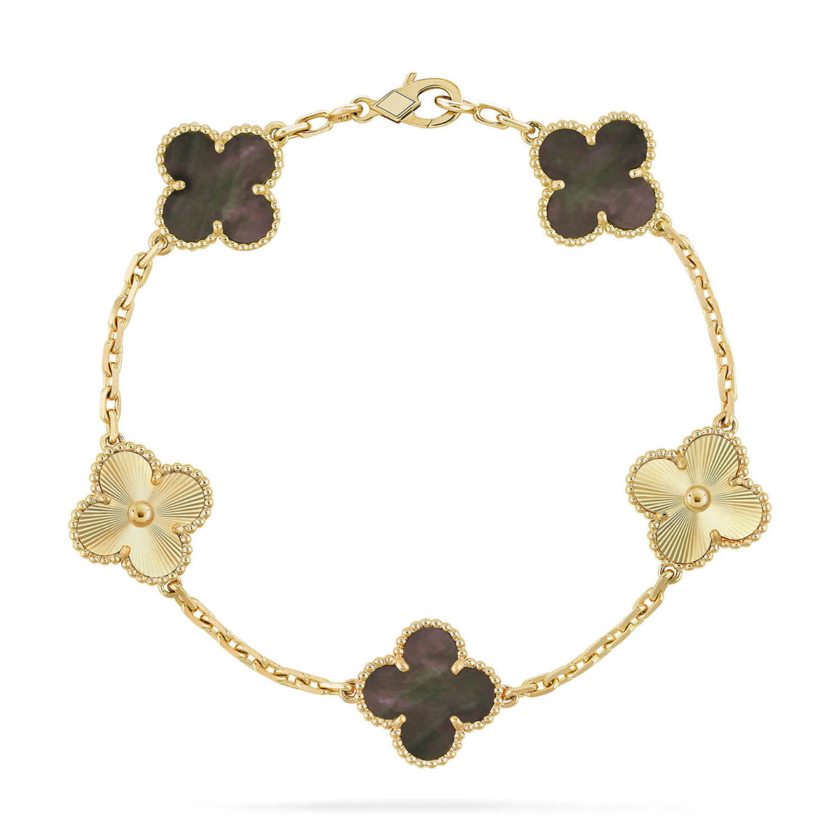 [Vera  Jewelry]LUCKY CLOVER 5-MOTIF BRACELET - GREY MOTHER-OF-PEARL COLLECTION