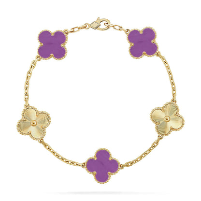 [Vera  Jewelry]LUCKY CLOVER 5-MOTIF BRACELET - VIOLET COLLECTION