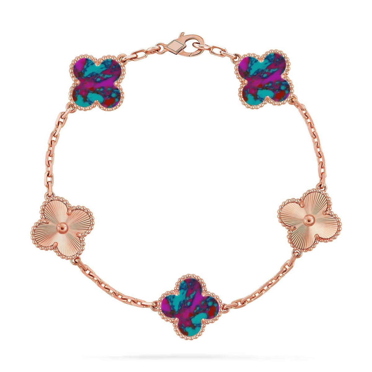 [Vera  Jewelry]LUCKY CLOVER 5-MOTIF BRACELET - MULTI-GEM COLLECTION