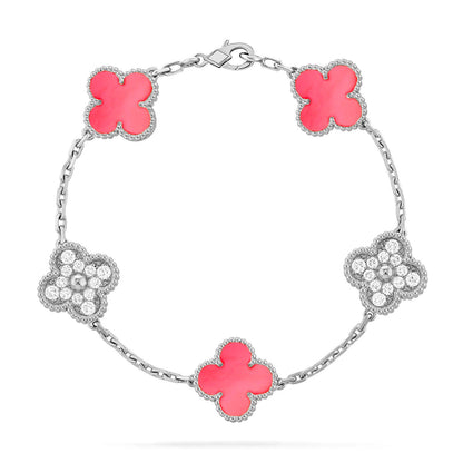 [Vera  Jewelry]LUCKY CLOVER 5-MOTIF BRACELET - PINK MOTHER-OF-PEARL COLLECTION