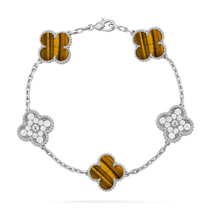 [Vera  Jewelry]LUCKY CLOVER 5-MOTIF BRACELET -  TIGER’S EYE COLLECTION