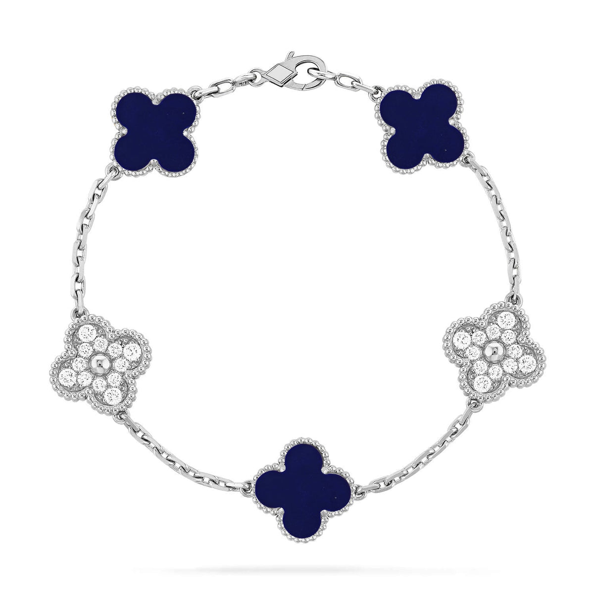 [Vera  Jewelry]LUCKY CLOVER 5-MOTIF BRACELET - LAPIS LAZULI COLLECTION