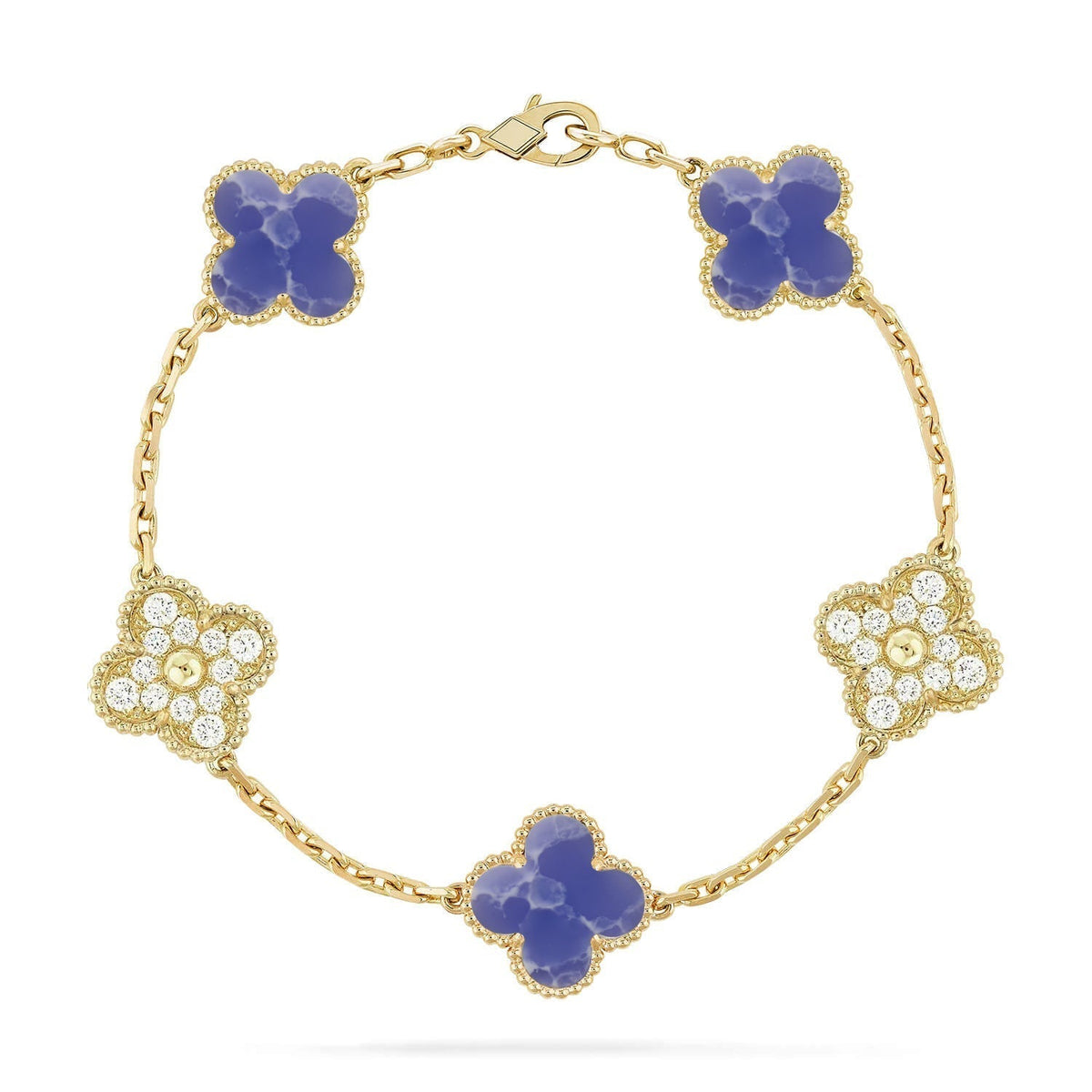 [Vera  Jewelry]LUCKY CLOVER 5-MOTIF BRACELET - BLUE LARIMAR COLLECTION