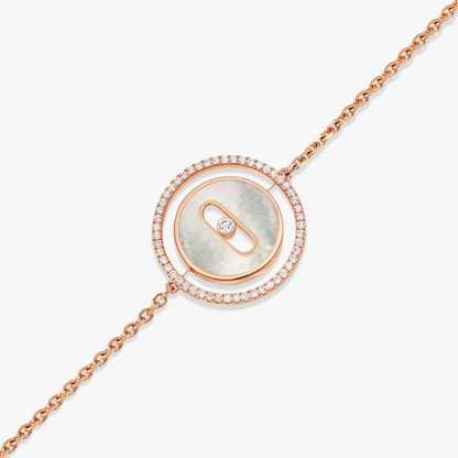 [Vera Jewelry]LUCKY MOVE WHITE MOTHER OF PEARL PINK GOLD DIAMOND BRACELET
