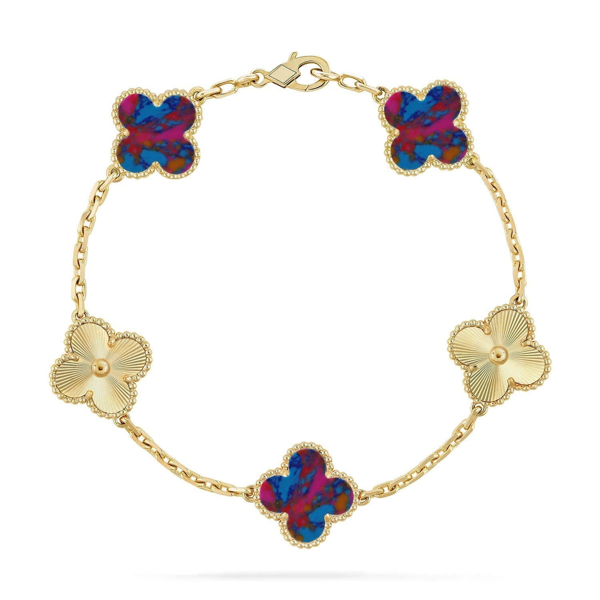 [Vera  Jewelry]LUCKY CLOVER 5-MOTIF BRACELET - MULTI-GEM COLLECTION