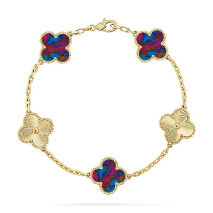 [Vera  Jewelry]LUCKY CLOVER 5-MOTIF BRACELET - MULTI-GEM COLLECTION