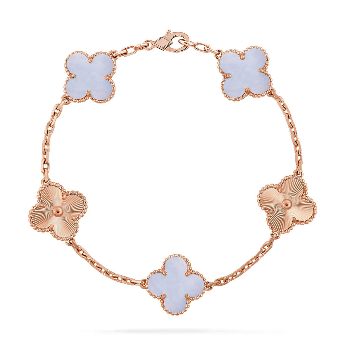 [Vera  Jewelry]LUCKY CLOVER 5-MOTIF BRACELET - PURPLE CHALCEDONY COLLECTION