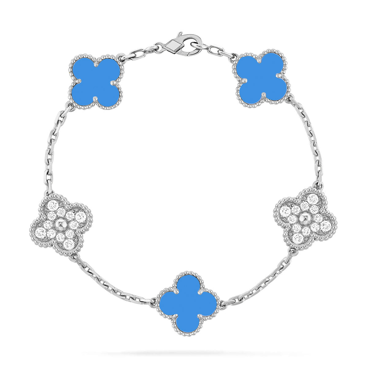 [Vera Jewelry] CLOVER 5 MOTIF BLUE AGATE BRACELET COLLECTION
