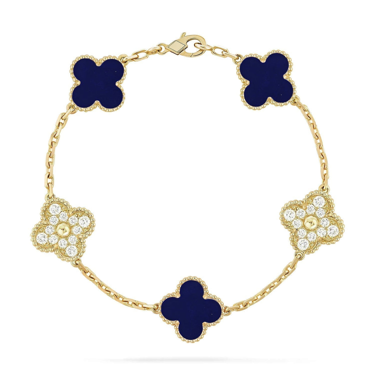 [Vera  Jewelry]LUCKY CLOVER 5-MOTIF BRACELET - LAPIS LAZULI COLLECTION