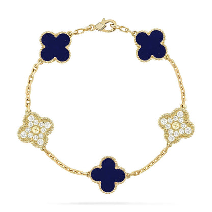 [Vera  Jewelry]LUCKY CLOVER 5-MOTIF BRACELET - LAPIS LAZULI COLLECTION
