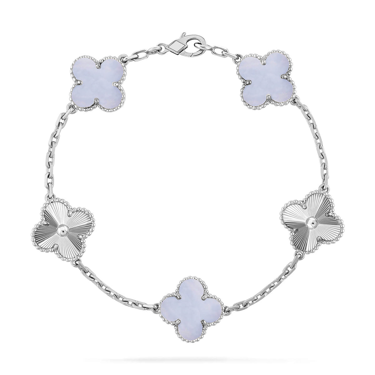 [Vera  Jewelry]LUCKY CLOVER 5-MOTIF BRACELET - PURPLE CHALCEDONY COLLECTION