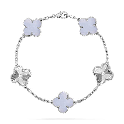 [Vera  Jewelry]LUCKY CLOVER 5-MOTIF BRACELET - PURPLE CHALCEDONY COLLECTION