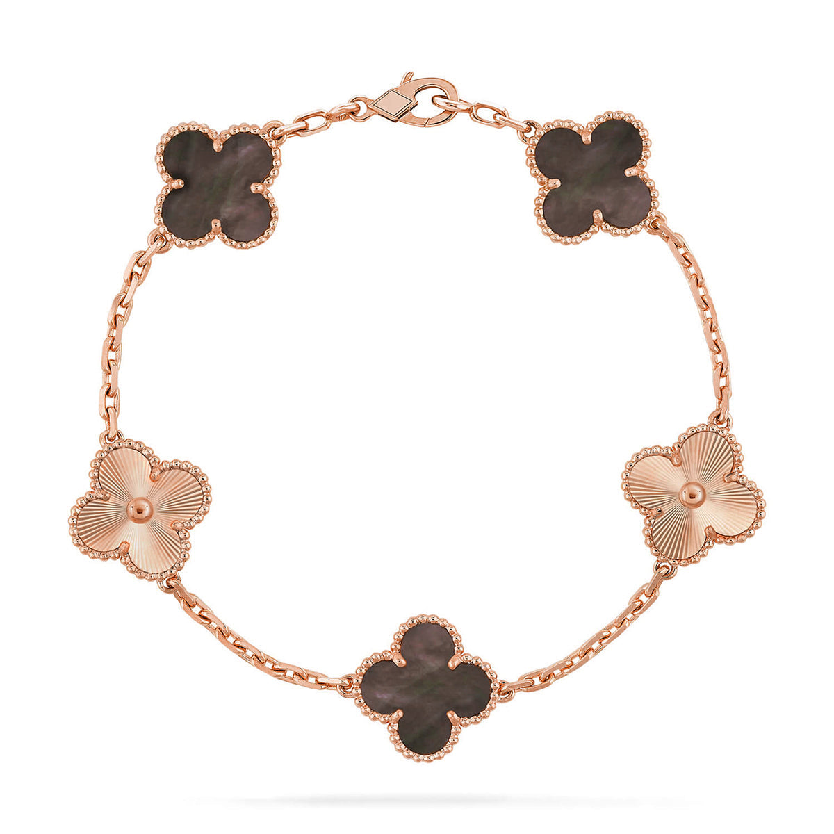 [Vera  Jewelry]LUCKY CLOVER 5-MOTIF BRACELET - GREY MOTHER-OF-PEARL COLLECTION