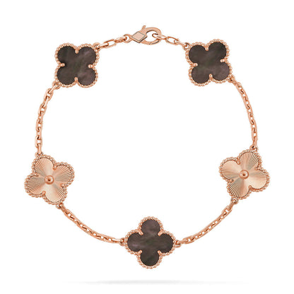 [Vera  Jewelry]LUCKY CLOVER 5-MOTIF BRACELET - GREY MOTHER-OF-PEARL COLLECTION