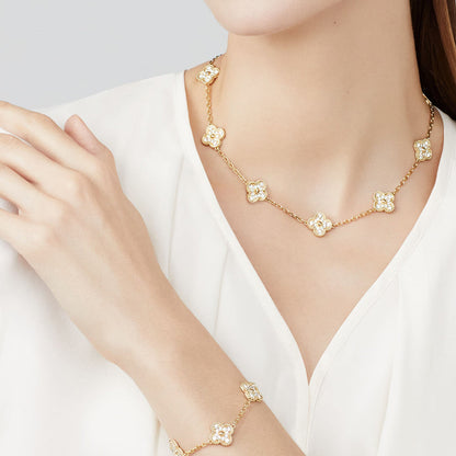 [Vera  Jewelry]CLOVER 10 MOTIFS DIAMOND NECKLACE