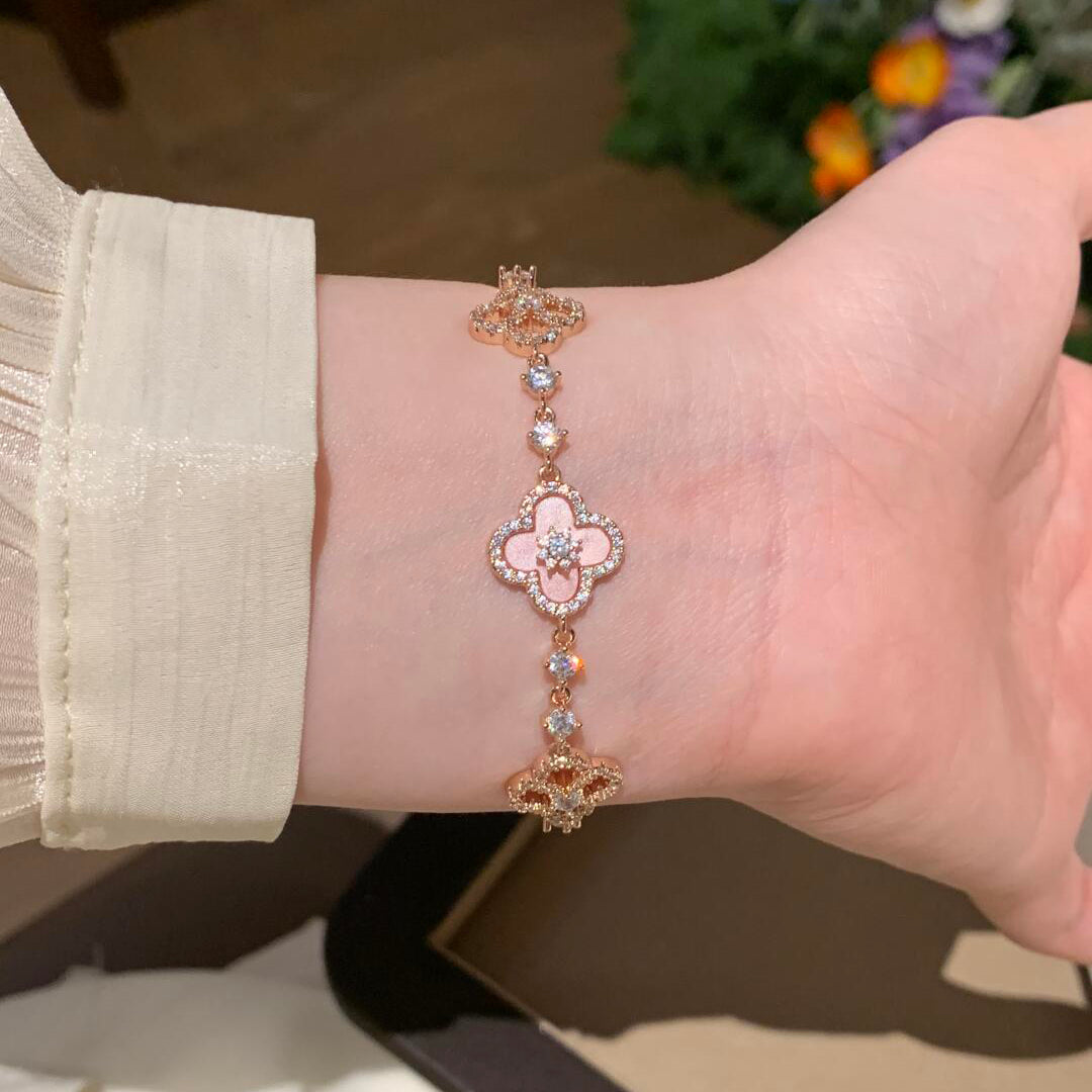 [Vera Jewelry]CLOVER 5 MOTIF PINK BLUE RED WHITE BRACELET
