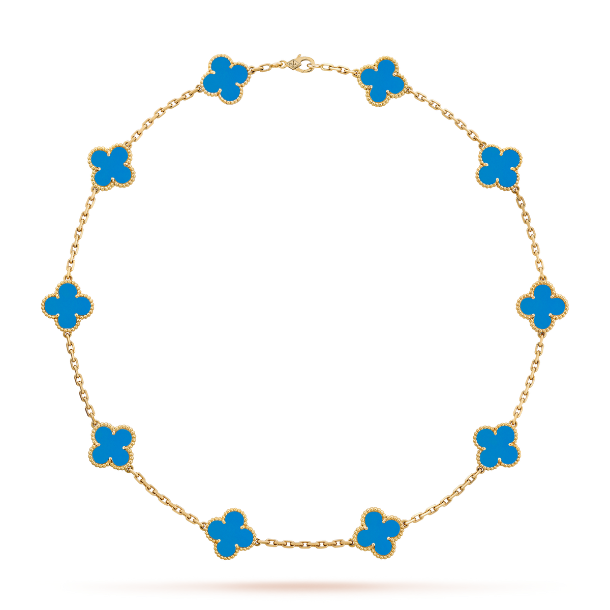 [Vera Jewelry]CLOVER 10 MOTIFS BLUE AGATE NECKLACE