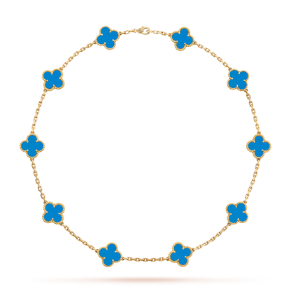 [Vera Jewelry]CLOVER 10 MOTIFS BLUE AGATE NECKLACE