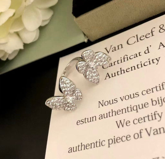 [Vera Jewelry]TWIN SILVER BUTTERFLY DIAMOND RING