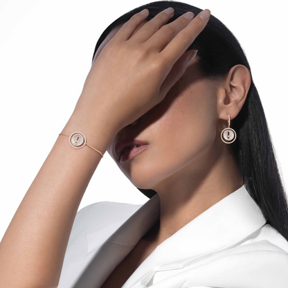 [Vera Jewelry]LUCKY MOVE WHITE MOTHER OF PEARL PINK GOLD DIAMOND BRACELET
