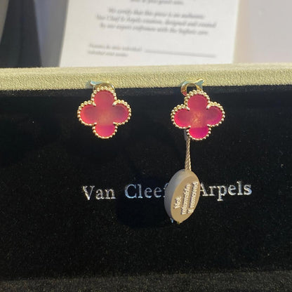 [Vera  Jewelry]Vera  Jewelry CLOVER 15MM PINK ENAMEL STUD EARRINGS
