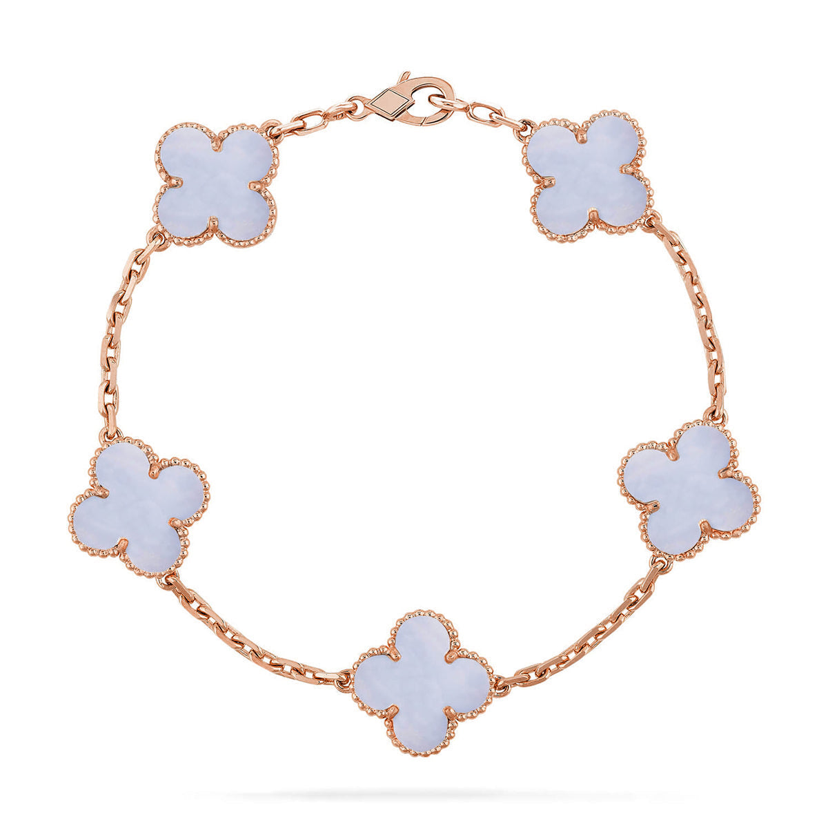 [Vera  Jewelry]LUCKY CLOVER 5-MOTIF BRACELET - PURPLE CHALCEDONY COLLECTION