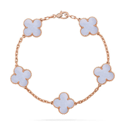 [Vera  Jewelry]LUCKY CLOVER 5-MOTIF BRACELET - PURPLE CHALCEDONY COLLECTION