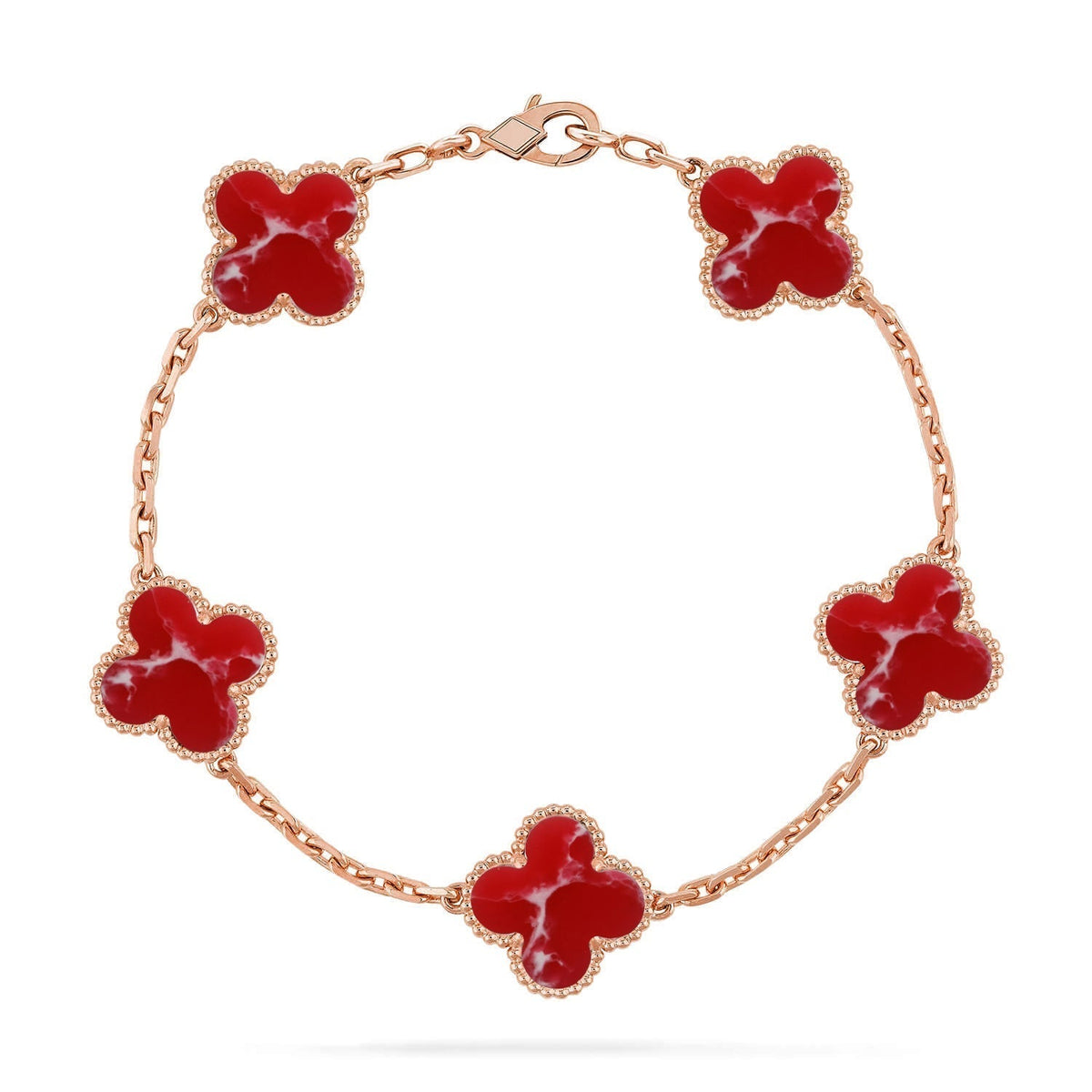 [Vera  Jewelry]LUCKY CLOVER 5-MOTIF BRACELET - RED LARIMAR COLLECTION