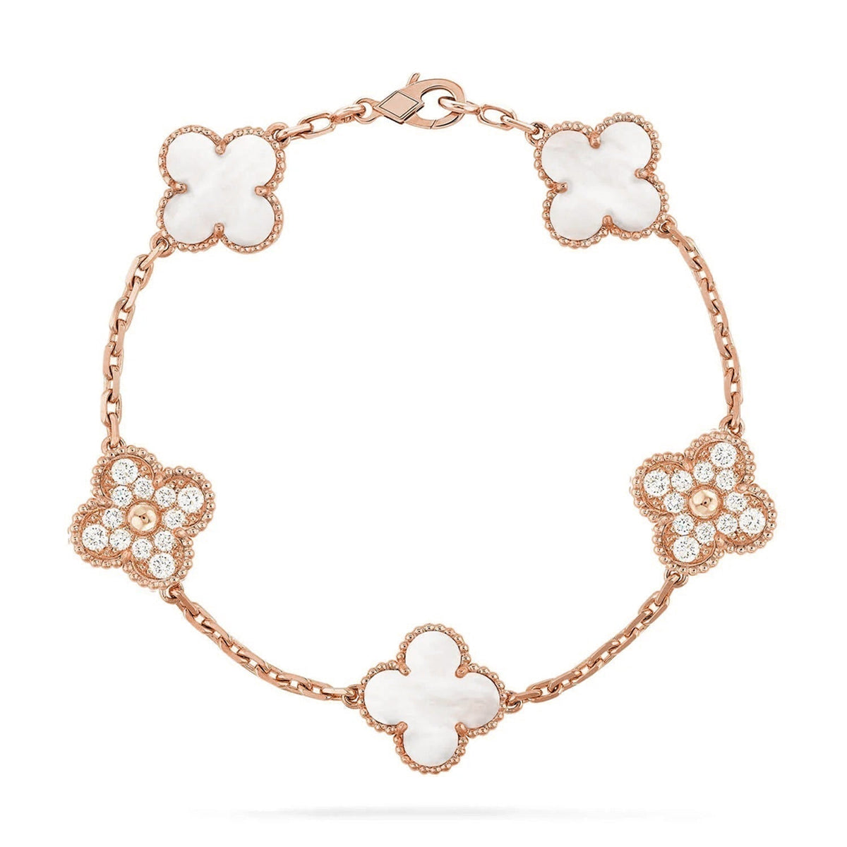 [Vera Jewelry] クローバー ホワイトパール マザーオブパール 5モチーフ ブレスレット コレクション