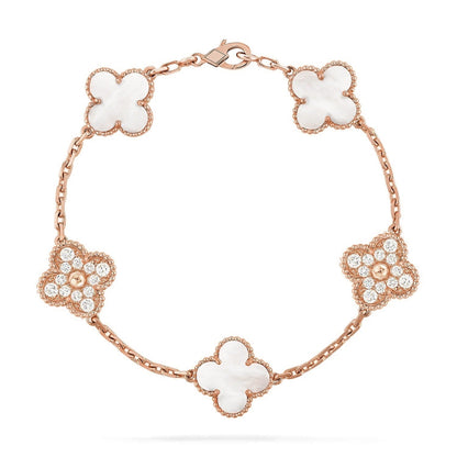 [Vera Jewelry] クローバー ホワイトパール マザーオブパール 5モチーフ ブレスレット コレクション