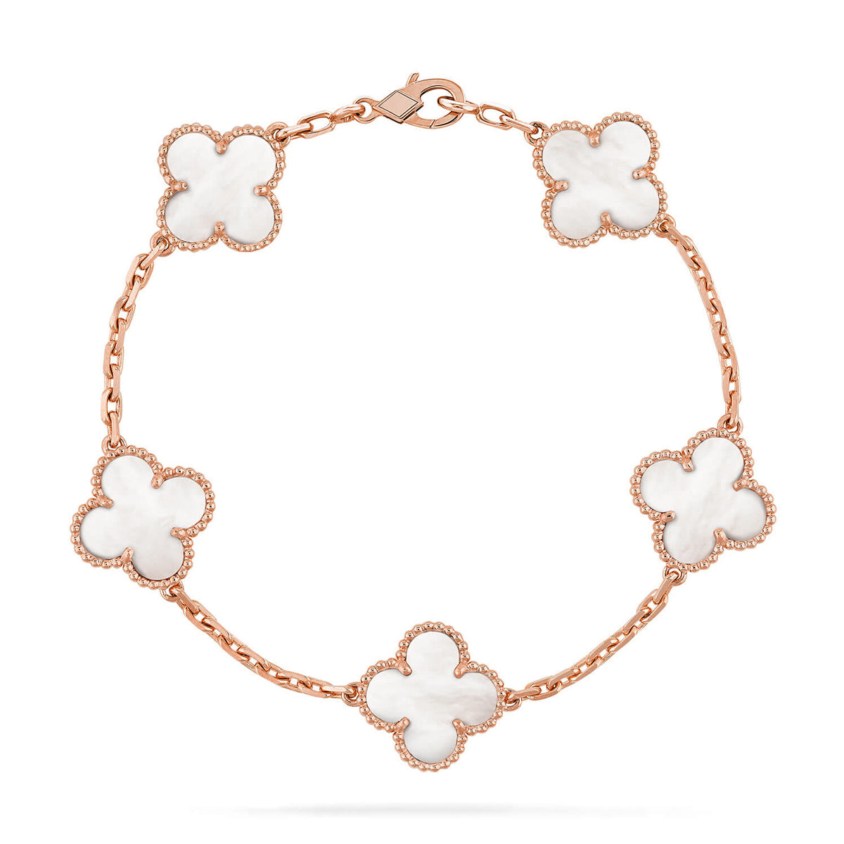 [Vera  Jewelry]LUCKY CLOVER 5-MOTIF BRACELET - WHITE MOTHER-OF-PEARL COLLECTION